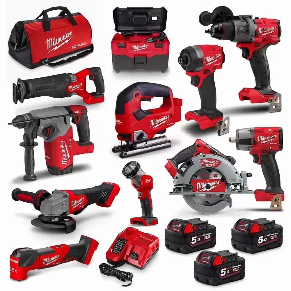 Milwaukee M18KIT1 18V Cordless 11 Piece Kit with 3x 5.0Ah Batteries