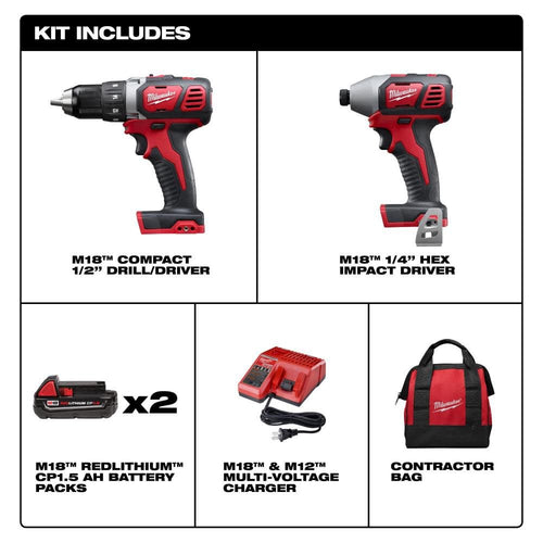 Milwaukee M18 Cordless Lithium-Ion 2-Tool Combo Kit