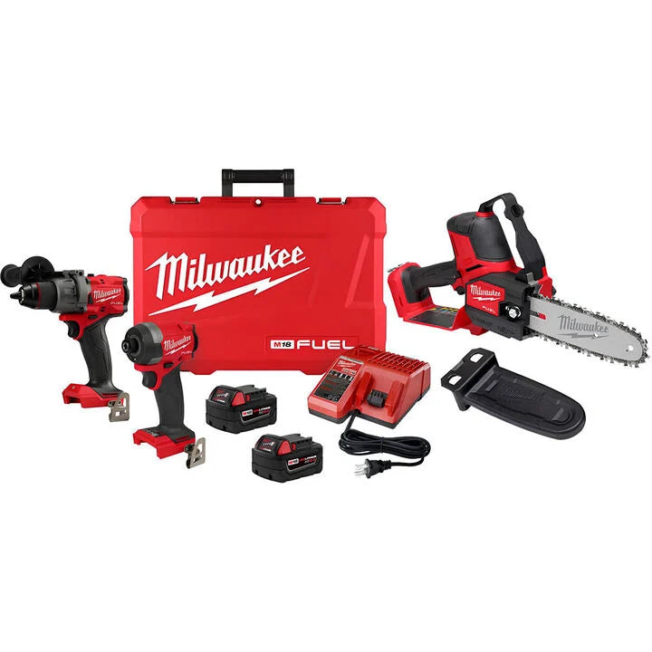 Milwaukee M18 FUEL Drill, Impact Driver & Pruning Saw Combo Kit Bundle